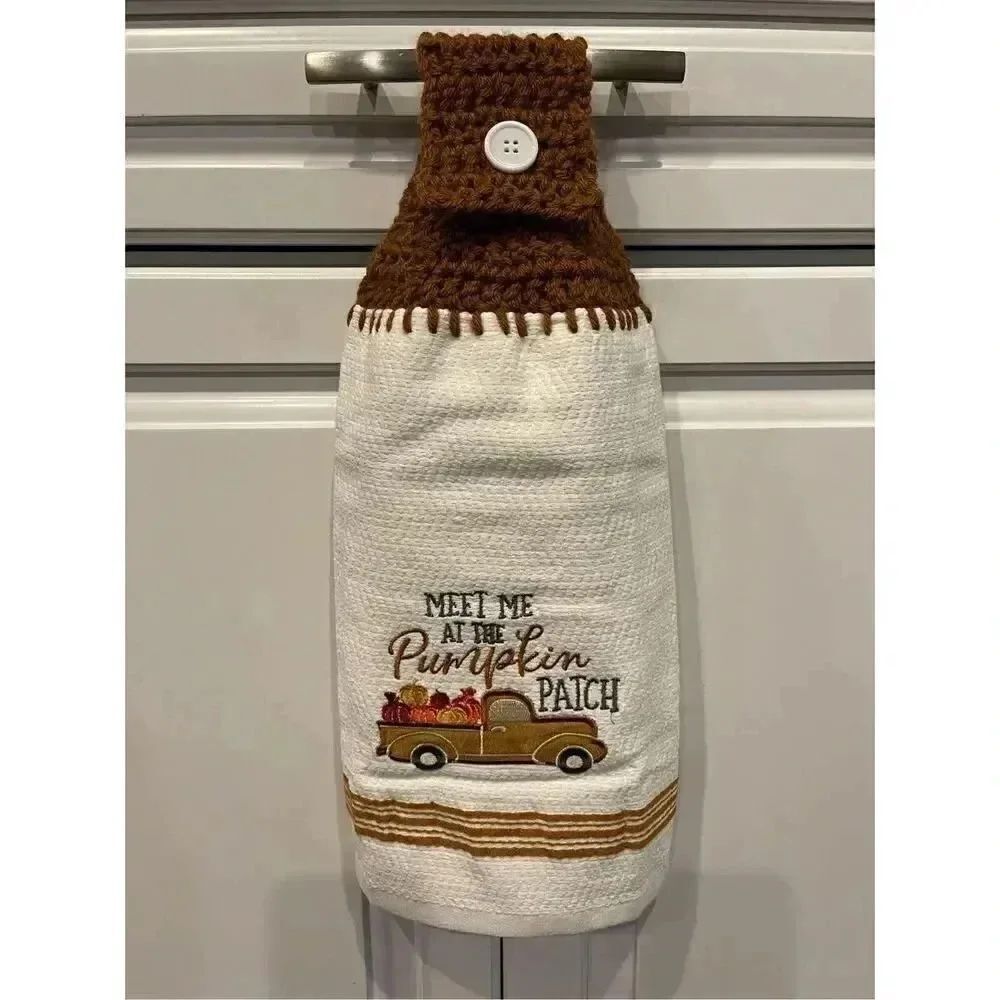 Crochet Top Kitchen Towel- Meet Me At The Pumpkin Patch